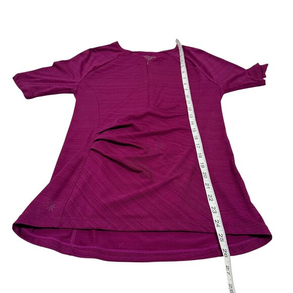 Athleta Pacifica Wrap Front 1/2 Zip Fuscia Tee Size S - Picture 8 of 8